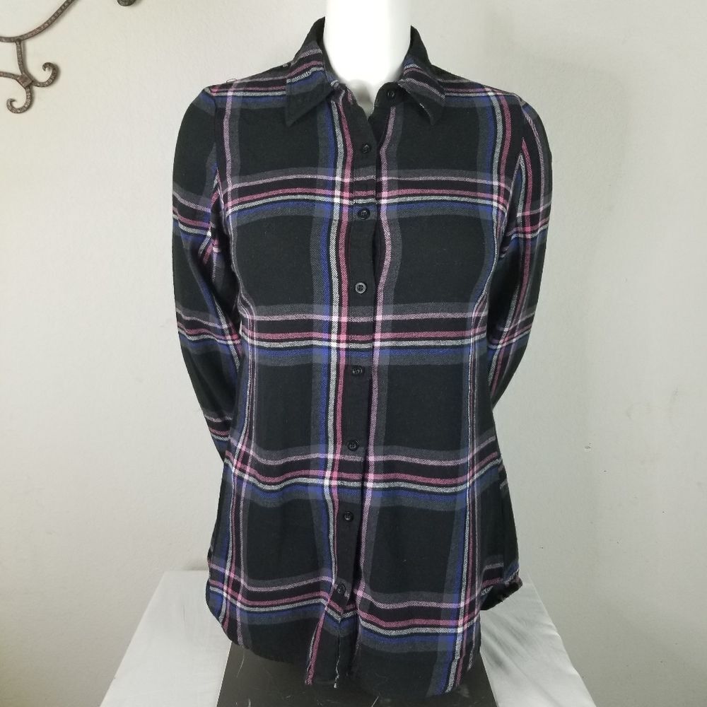 Derek Heart Cotton Plaid Button‎ Front Shirt